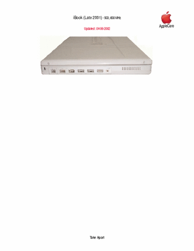 Apple Computer Inc. iBOOK (Late 2001) Service Source Troubleshooting - 500Mhz, 600Mhz Uploaded 04-06-2002 - (7.060Kb) 3 Part File - pag. 99